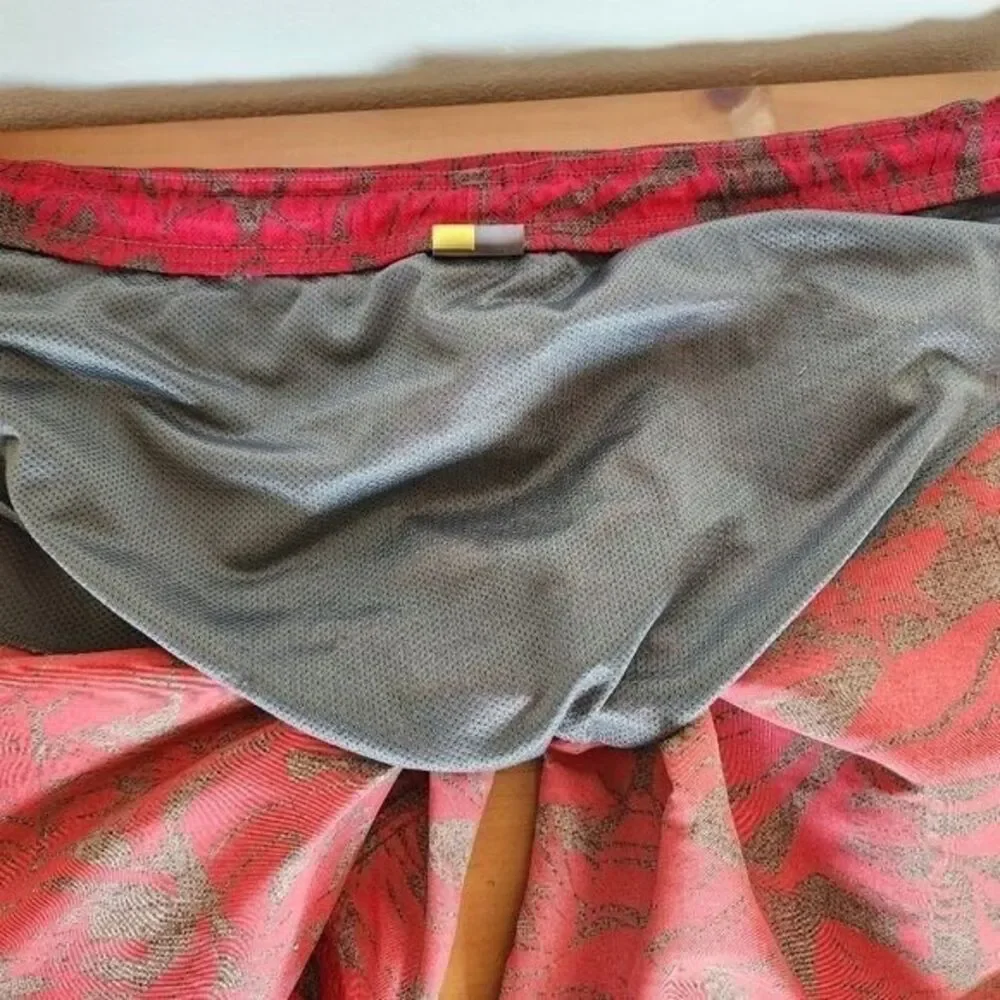 Eddie Bauer Men's‎ Large Red Brown Leaf Print Bathing Suit Swim Trunks Shorts